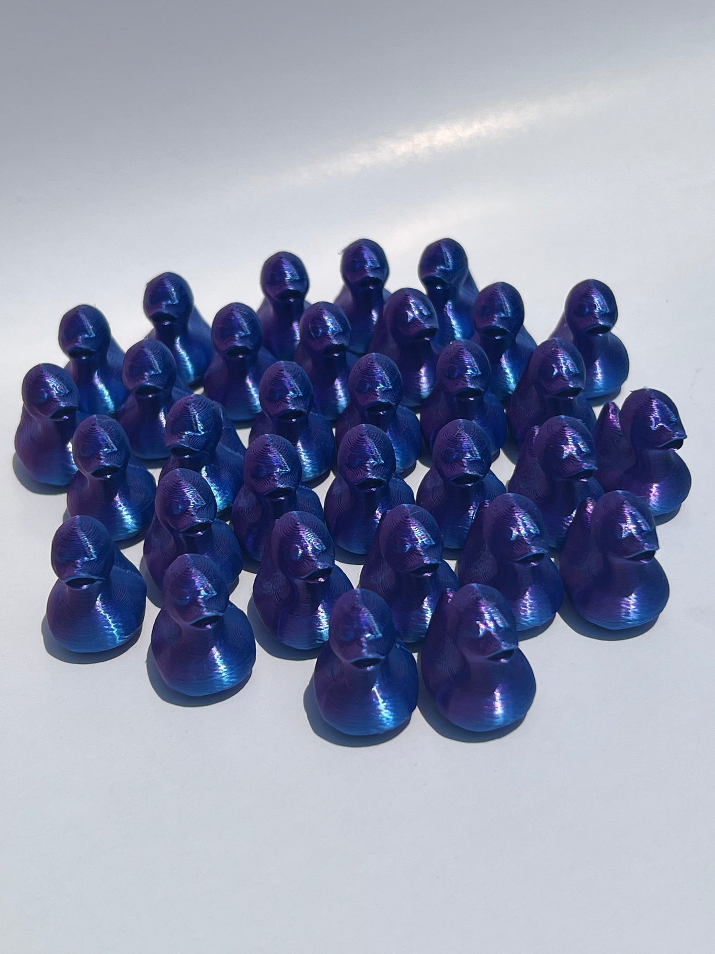 Mini Duck Army 32-Pack 3D Printed Miniature Duck Figurines Silky Blue/Purple
