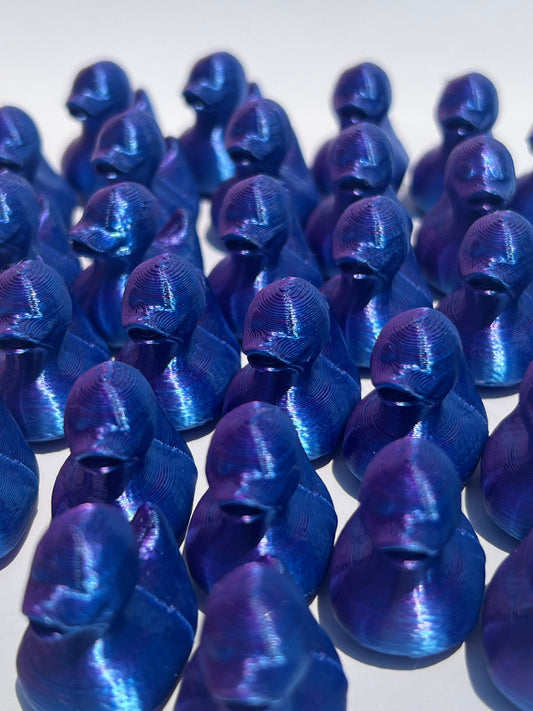 Mini Duck Army 32-Pack 3D Printed Miniature Duck Figurines Silky Blue/Purple