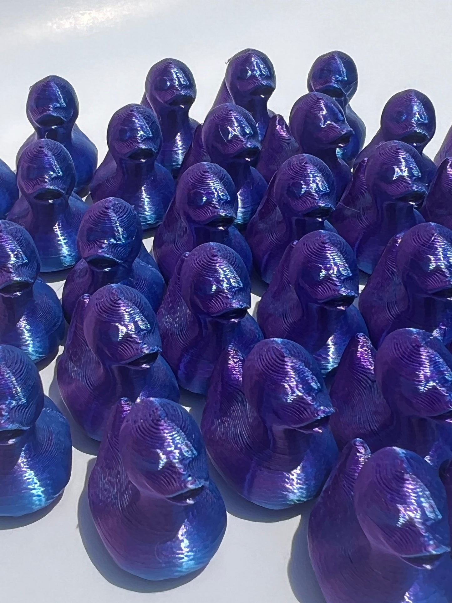 Mini Duck Army 32-Pack 3D Printed Miniature Duck Figurines Silky Blue/Purple